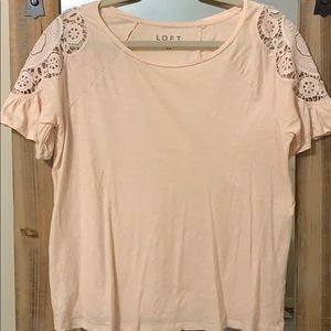 LOFT, size M, pink lace sleeve “fancy t-shirt”